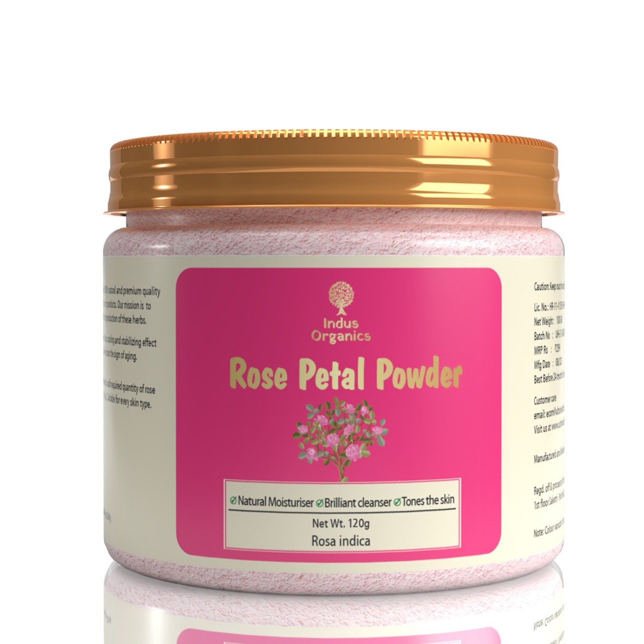 Indus Farms 100% Natural Rose Petal Powder, GMO-Free, Vegan